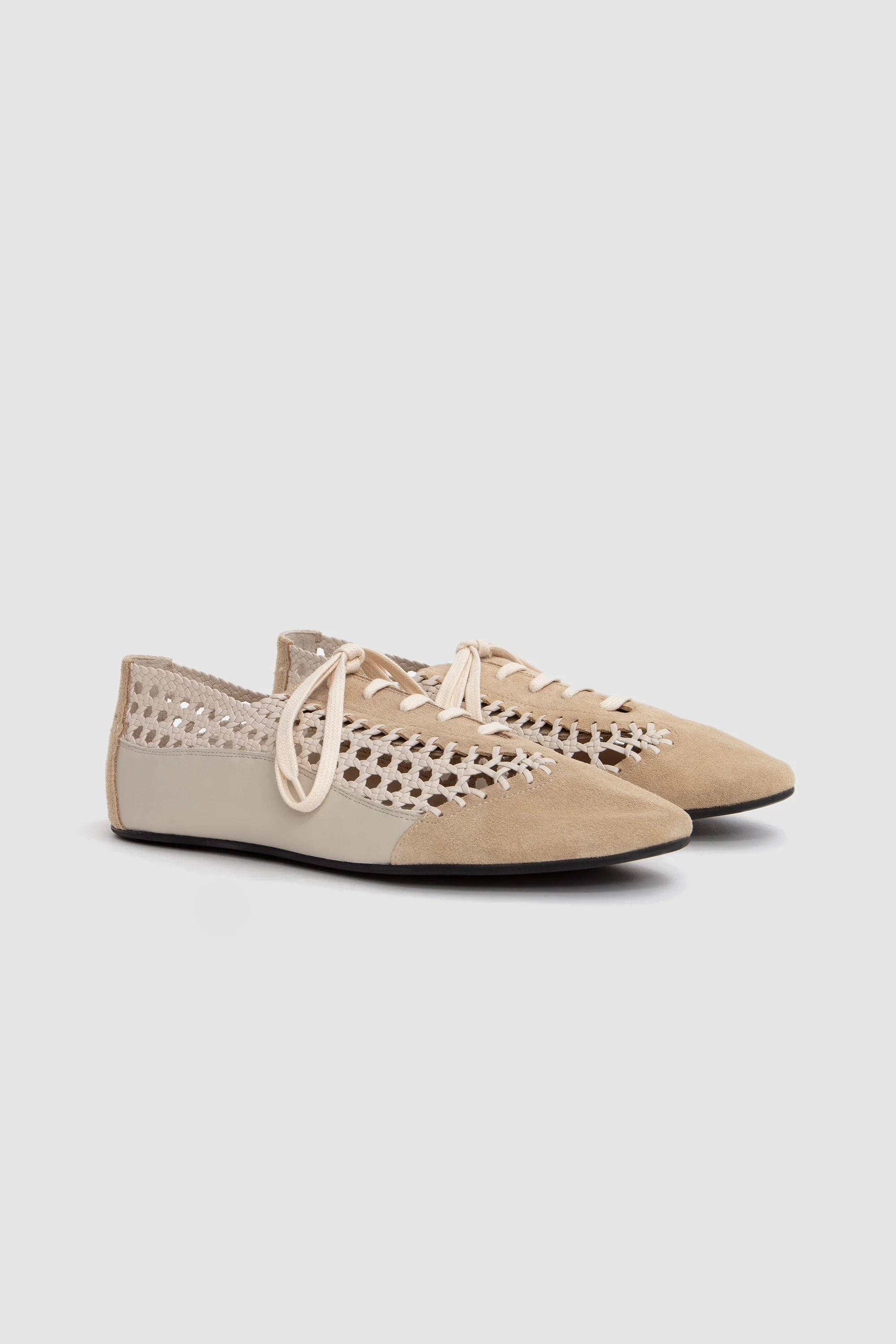 Esportiu Woven Lace-Up Shoes Cream - Image 3