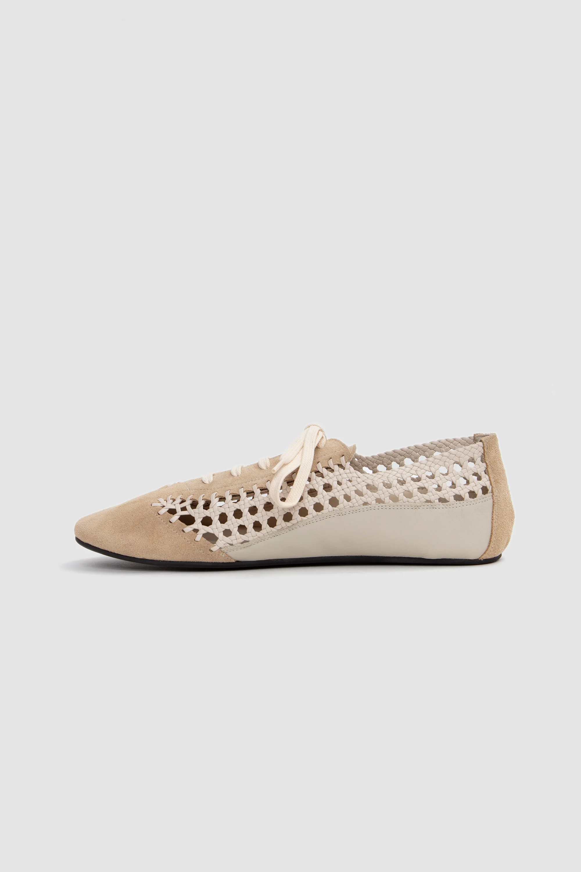 Esportiu Woven Lace-Up Shoes Cream - Image 5