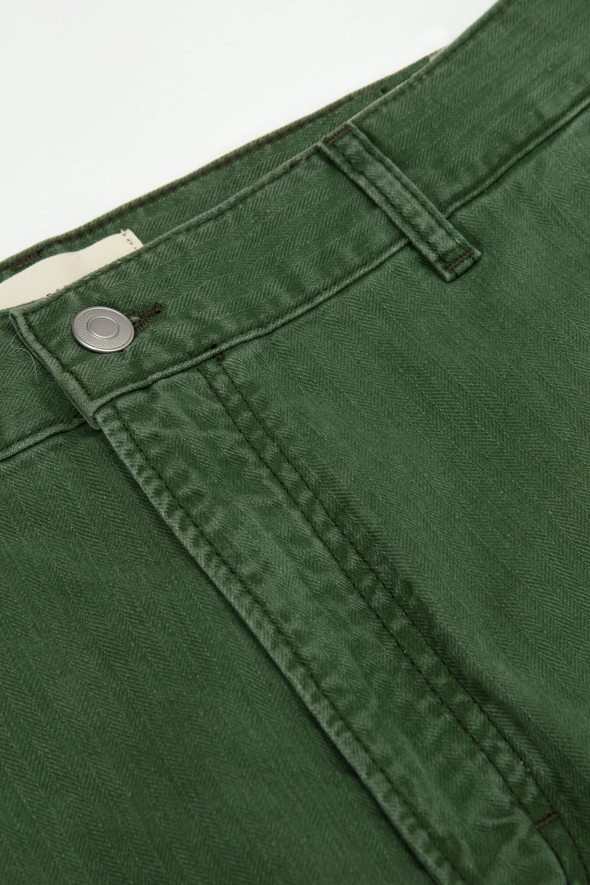 Genua Jeans Chevron Green Herringbone - Image 3