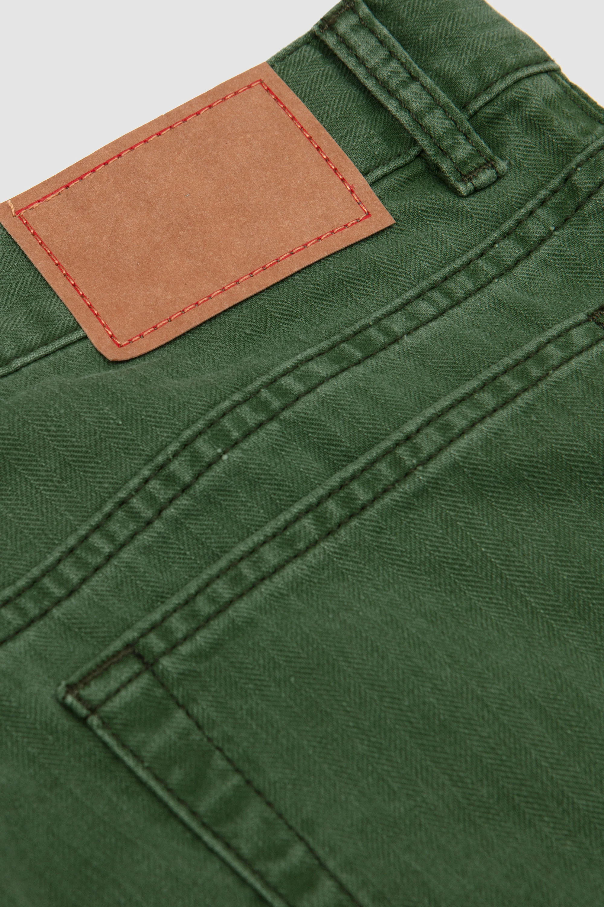 Genua Jeans Chevron Green Herringbone - Image 4