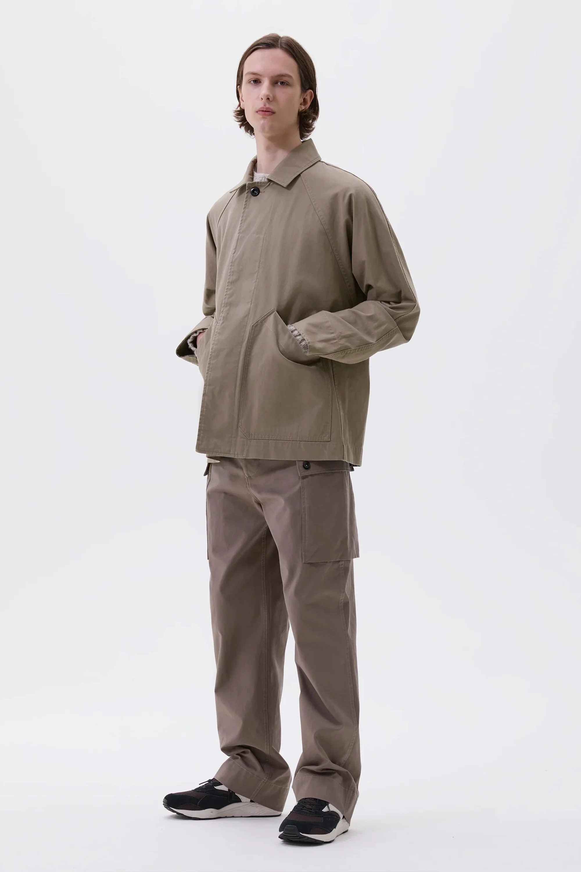 Raglan Jacket Plain Cotton Drill Taupe - Image 3