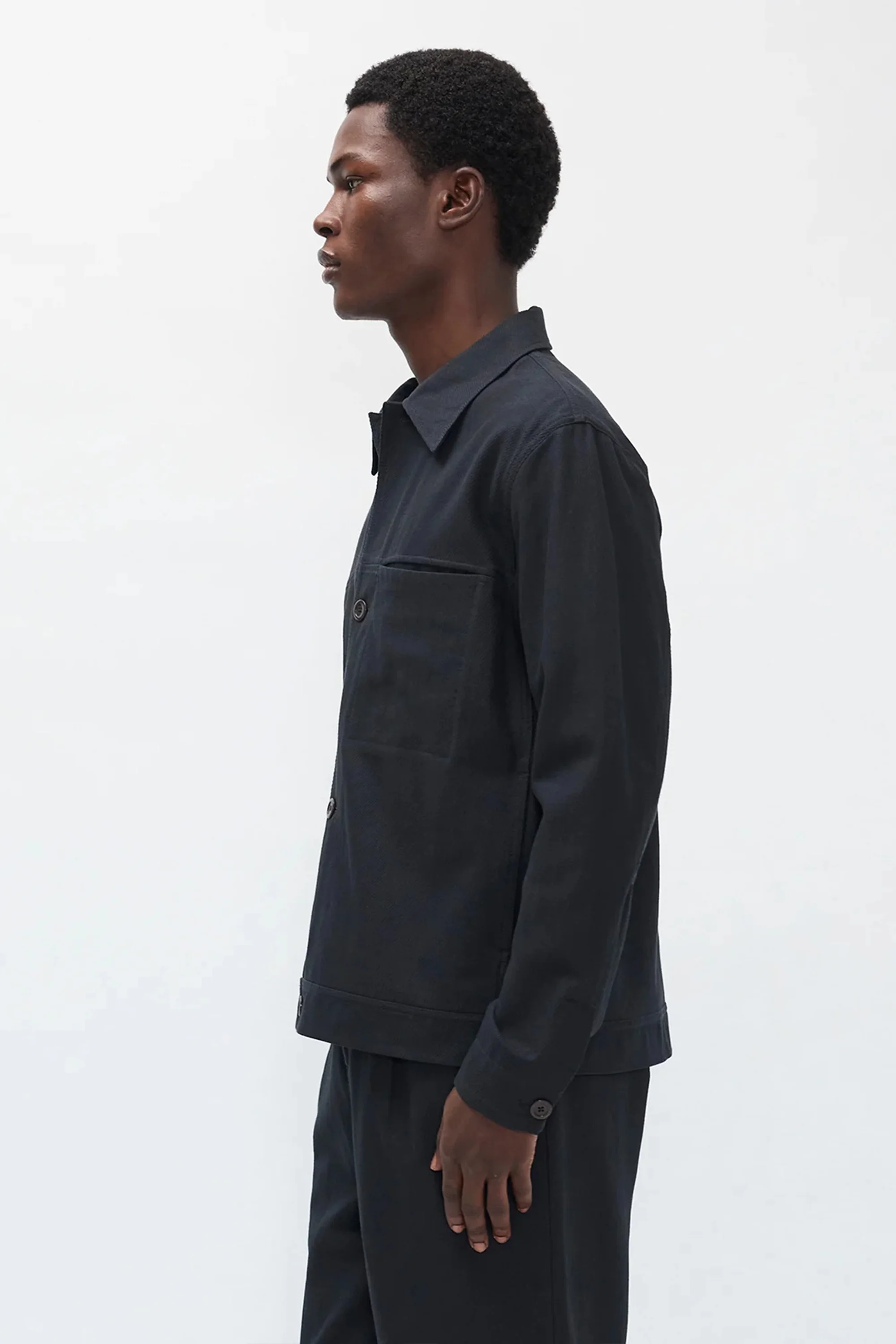 Arresskov Cotton Linen Twill Overshirt Dark Navy - Image 3