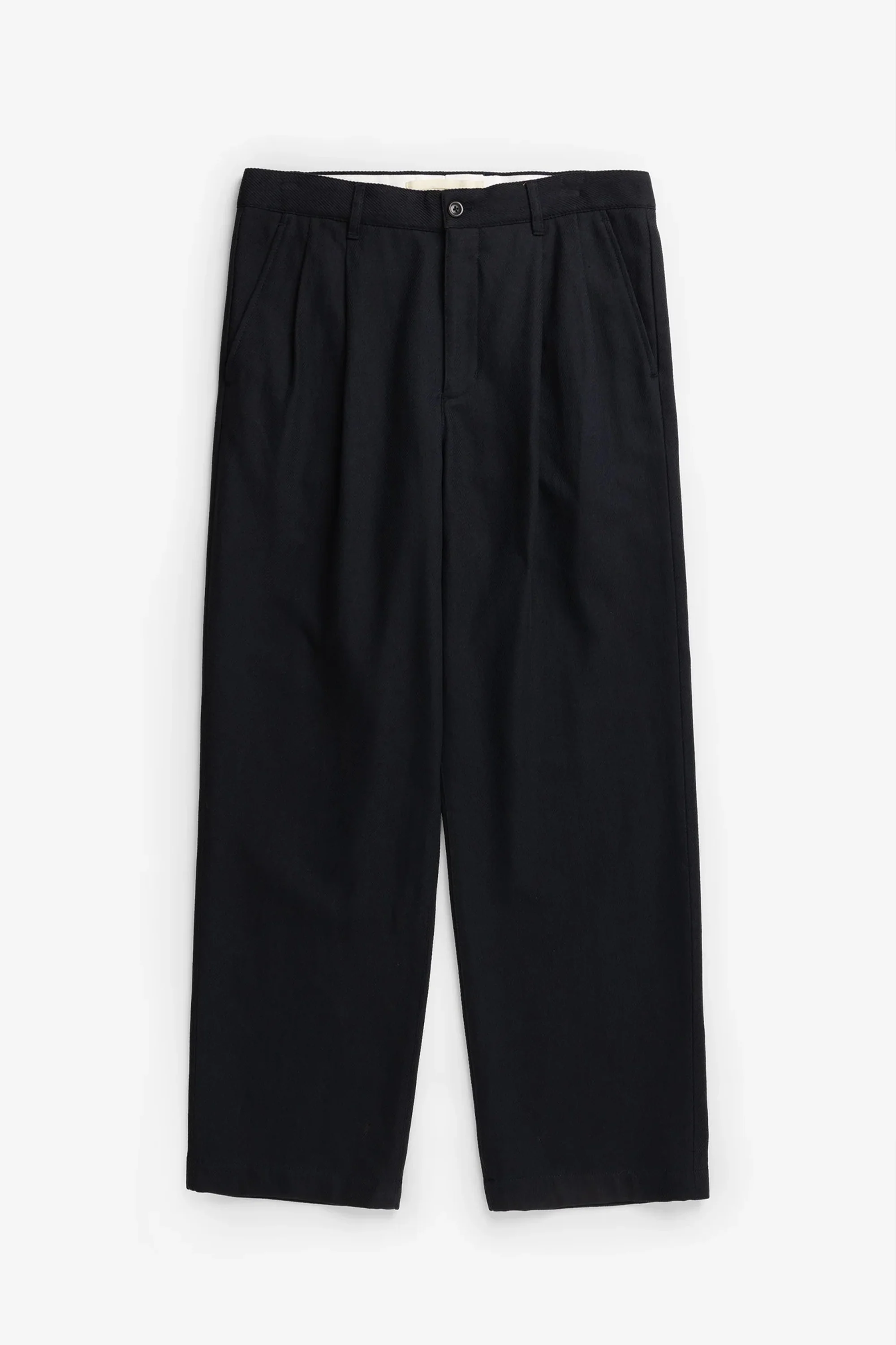 Hestur Relaxed Cotton Linen Twill Pleated Trouser Dark Navy - Image 5