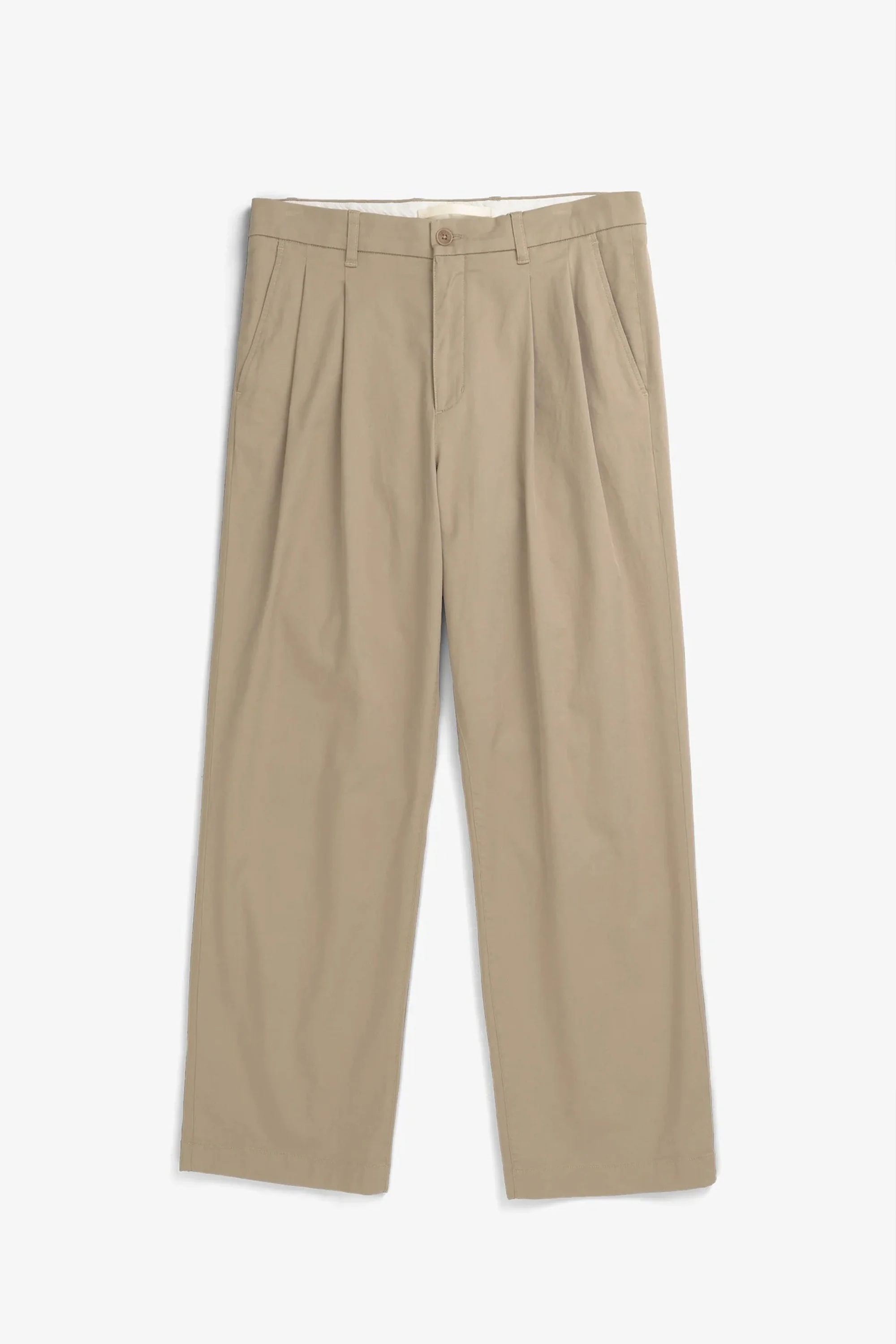 Hestur Relaxed Twill Pleated Trouser Light Khaki - Image 4