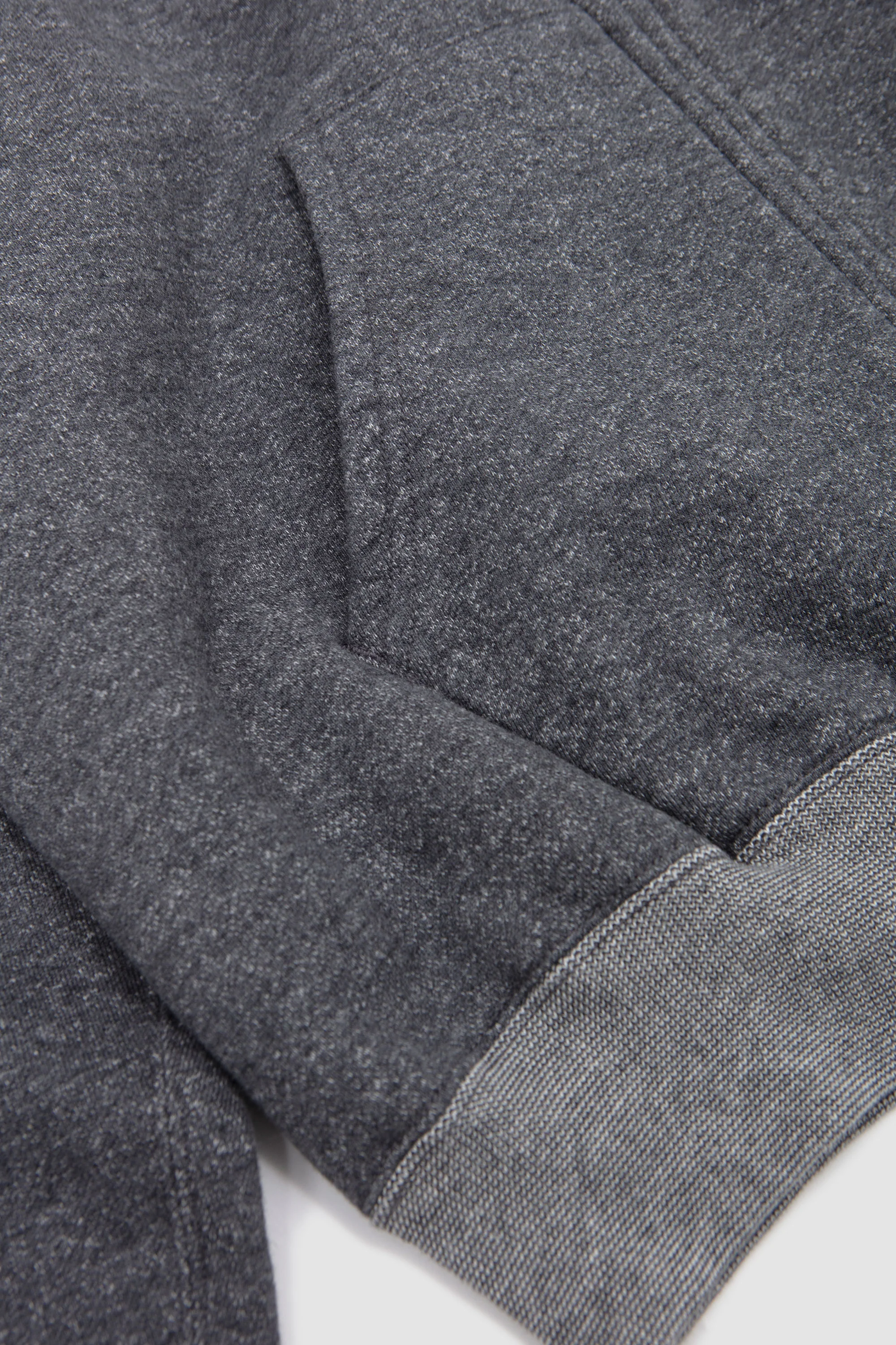 Front Zip Densely Knit Sweatshirt Charcoal Gray - Image 4