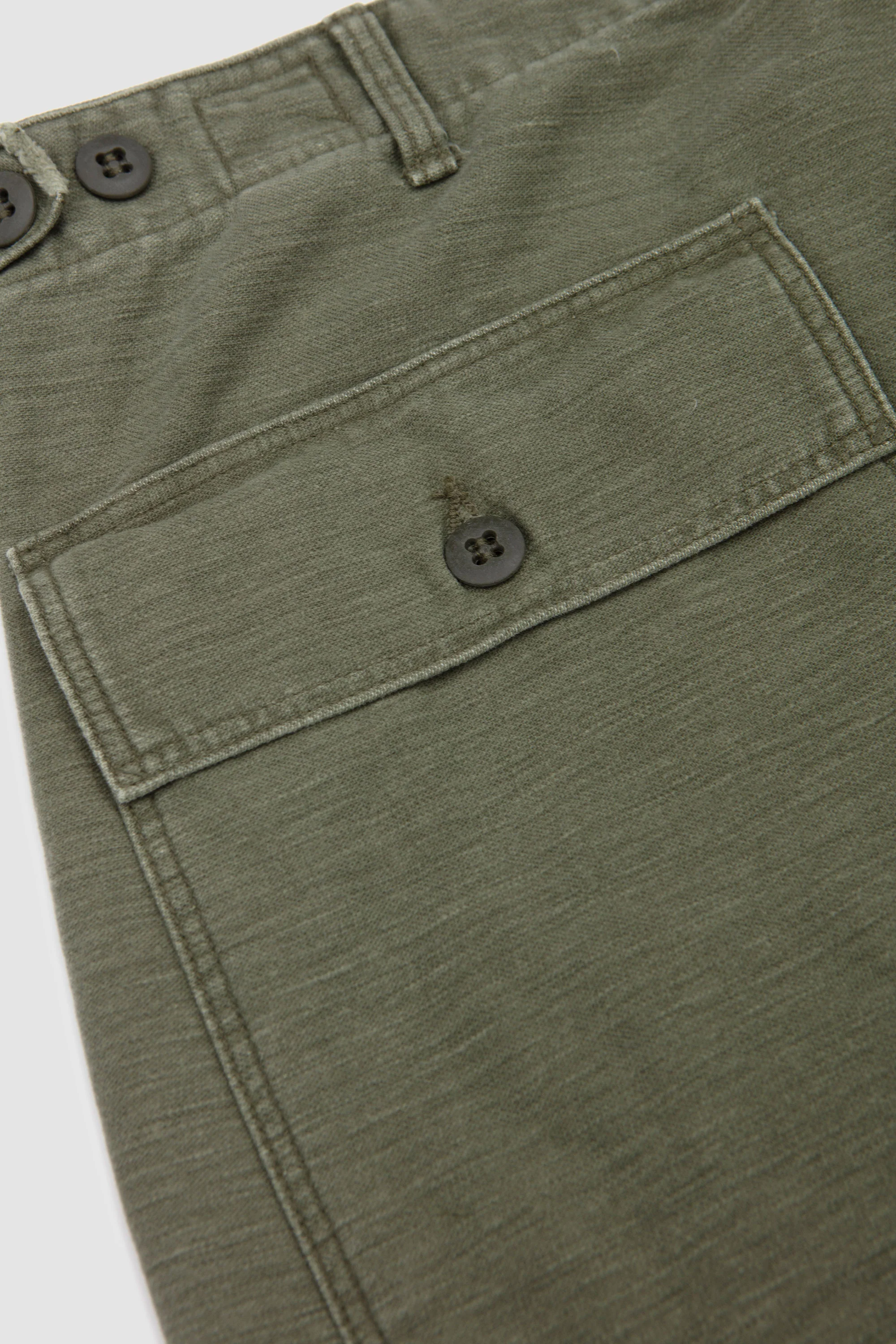 Real Used Washed Vintage Fit Fatigue Pants Dark Olive Stone - Image 4