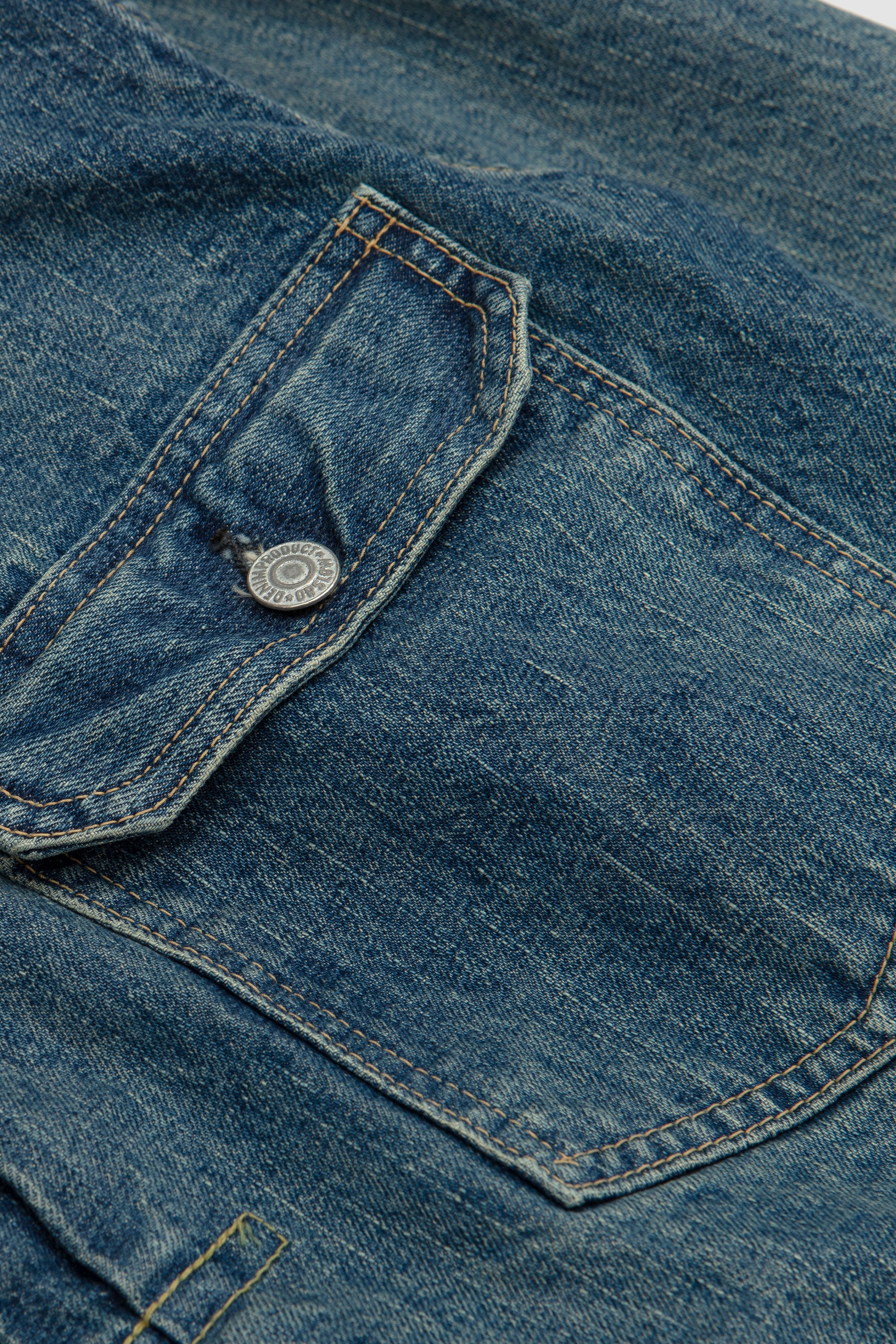 Type1 40's Pleated Front Blouse Denim Used Wash - Image 4